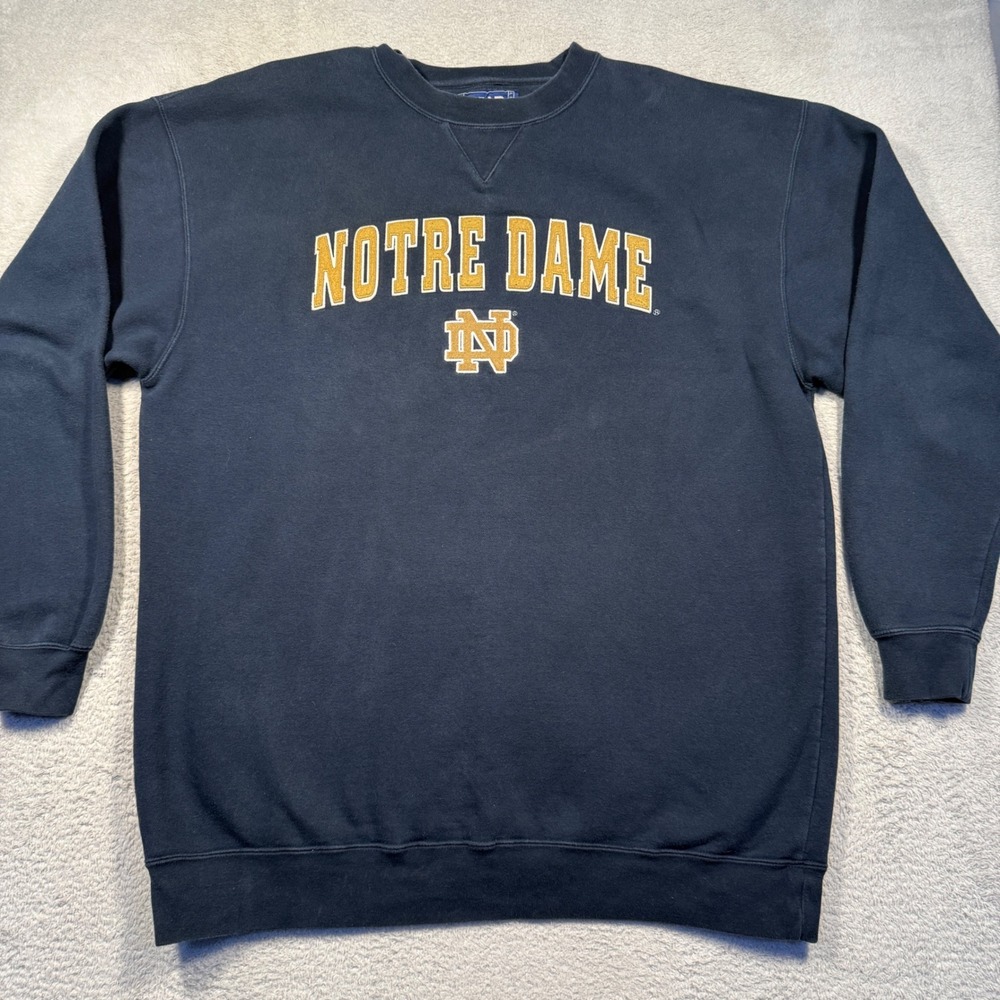 Vintage Team Edition Notre Dame Fighting Irish Stitched Sweatshirt Navy L‎ Y2K
